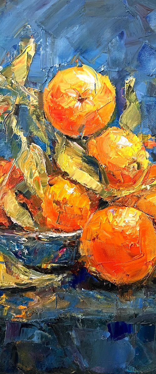 Citruses on blue by Liubou Sas
