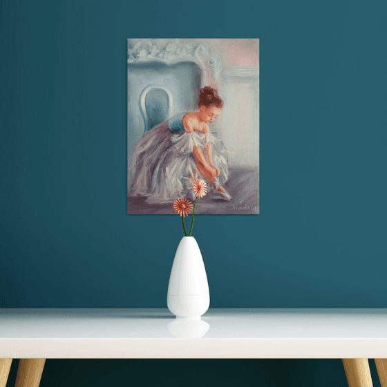 Ballet Painting Little Ballerina Nursery Art Kids Room Painting in Blue