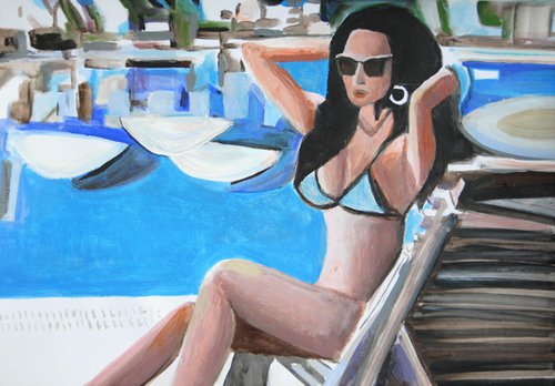 At The Pool / 42 x 29.7 cm by Alexandra Djokic