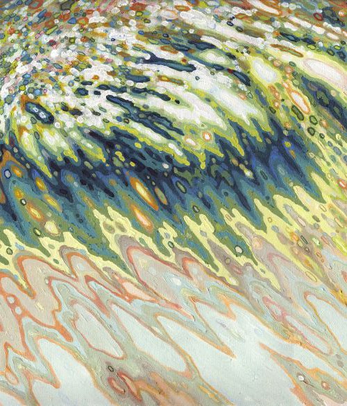Coral Waves Large Framed Original Coastal Seascape Painting by Margaret Juul