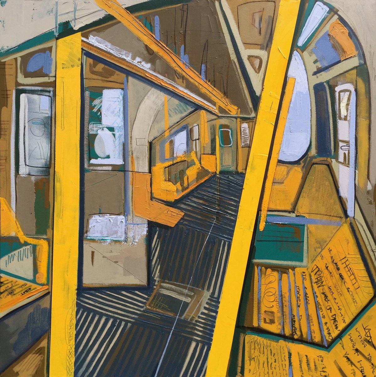 Organic Abstract Painting By Andrew Newton, 39 X 39, Interior 16, Original Artwork