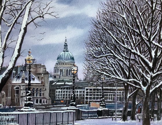 London’s Southbank in the snow.