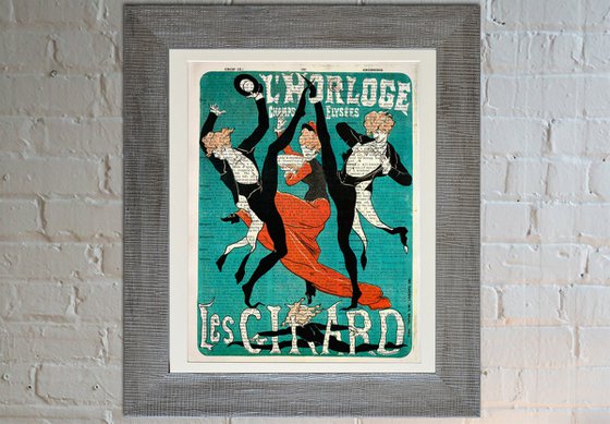 Les Girard - Collage Art Print on Large Real English Dictionary Vintage Book Page