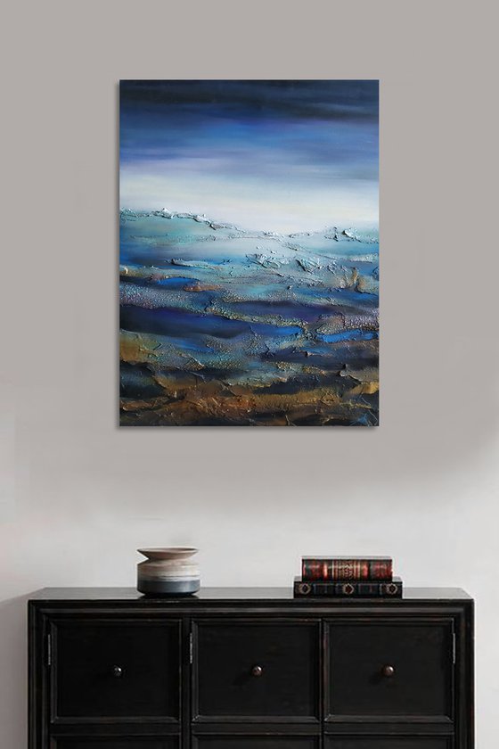 Deep blue - abstract painting, abstract art, abstract painting, abstract seascape