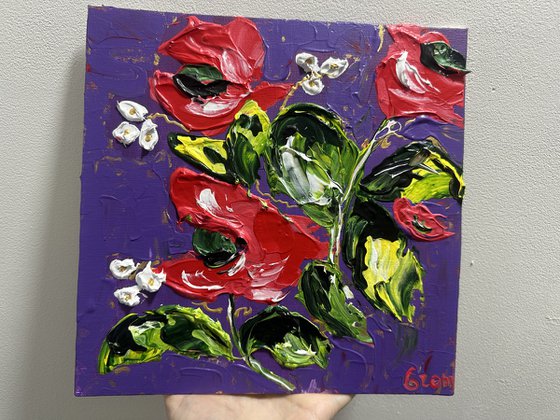 Acrylic Red poppies