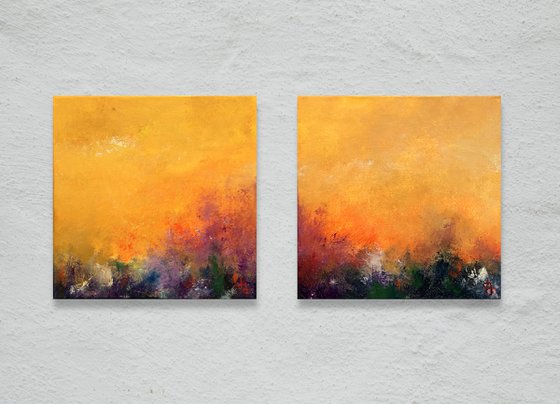 Heat I - II (Diptych) - set of original abstract paintings