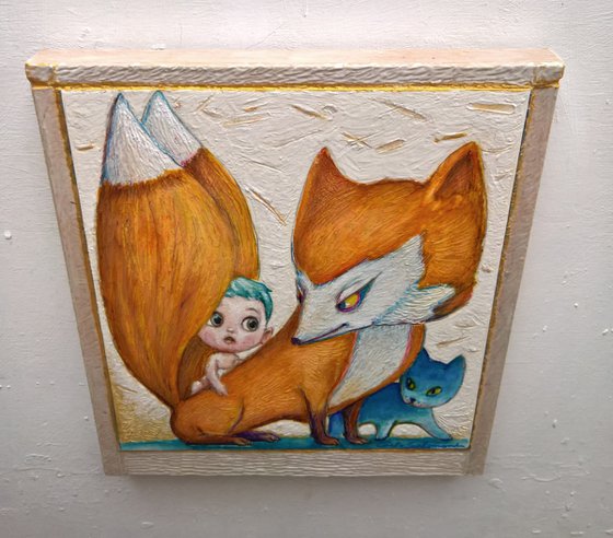 FOX AND BABY - (RESERVED for Yulya)