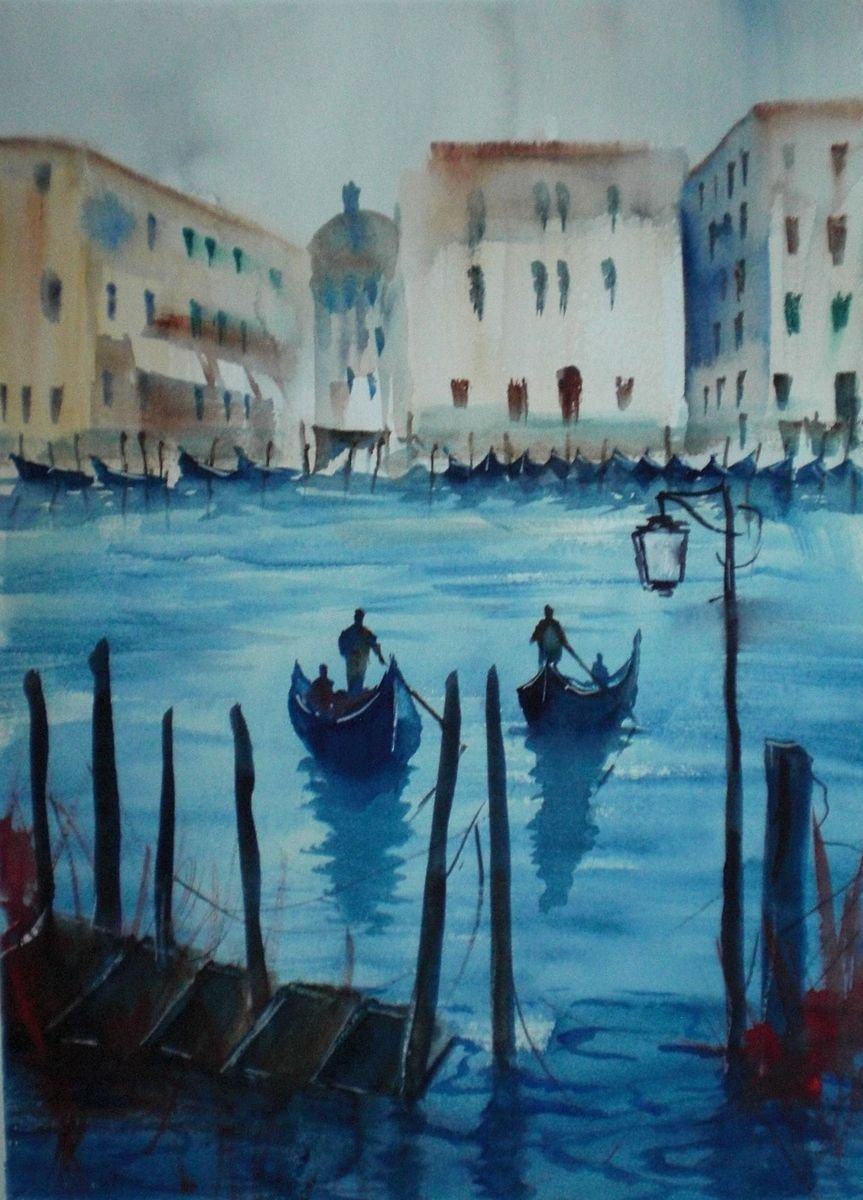Expressive Cityscapes Watercolour By Giorgio Gosti, 10 X 14, Venice 19, Original Artwork