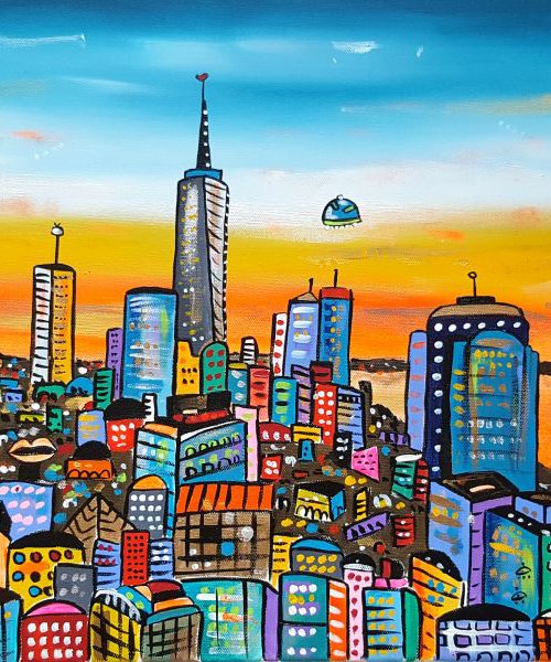 Futuristic Orange Light New York City by Maria Luisa  Azzini