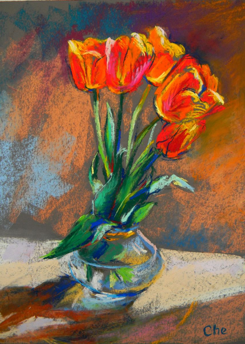 Tulips in the sunlight by Liudmyla Chemodanova