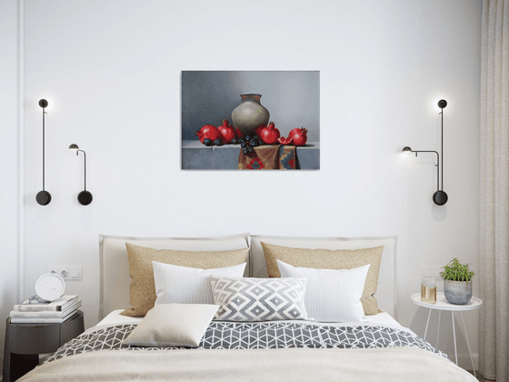 Still life with pomegranates