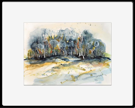 Deep forest - original watercolor and ink painting
