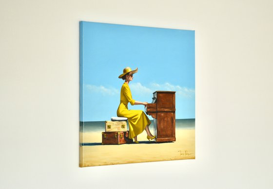 Two Valises, a Piano and a cushion