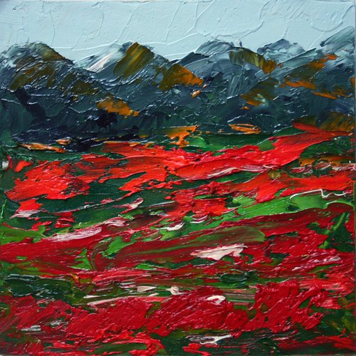 Mountains IV.  4x4" / FROM MY A SERIES OF MINI WORKS LANDSCAPE / ORIGINAL OIL PAINTING by Salana Art Gallery
