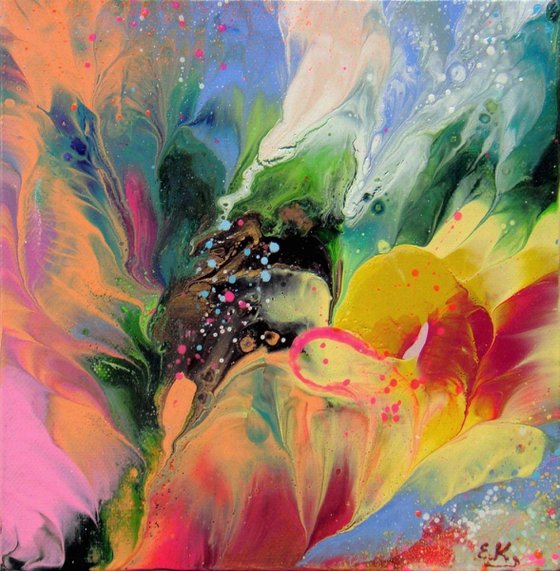 Colorful Flowers Abstract Small painting
