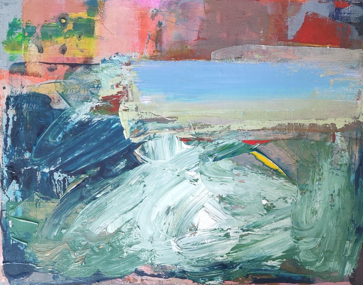 Expressive Abstract Acrylic Painting By Viktoria Shvoren, 20 X 16", Behind The Line, Original Artwork