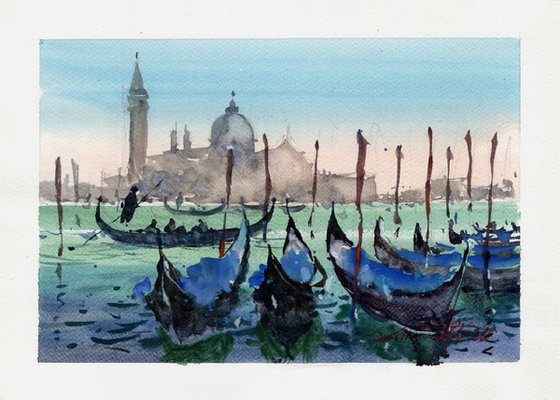 Gondolas on the Canal Grande, Venezia.
