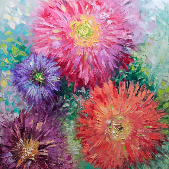 Flowers Painting - Red Diamonds