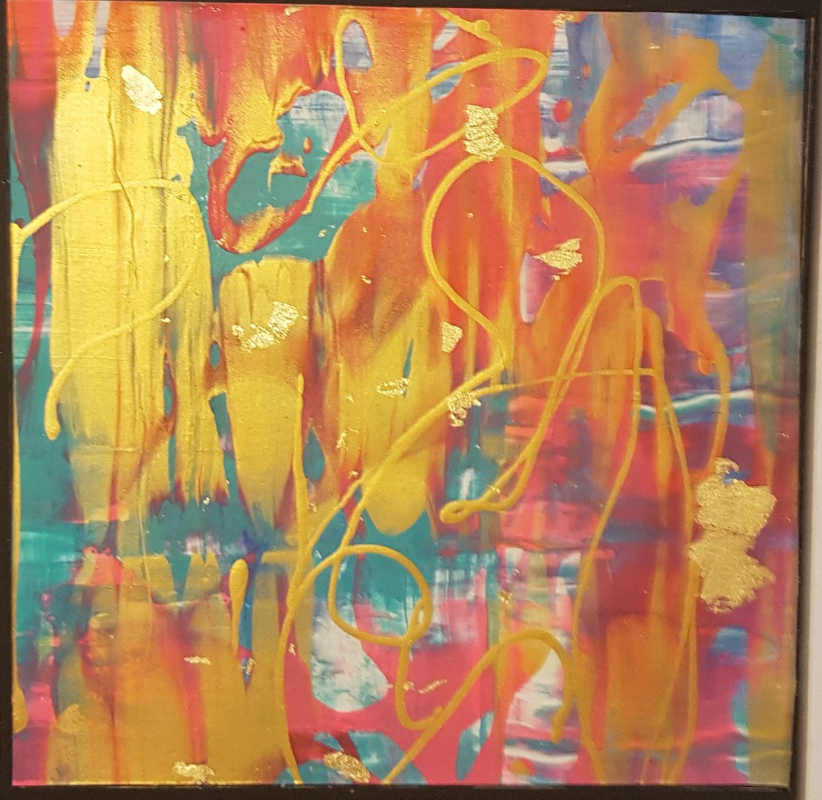 Expressive Abstract Acrylic Painting By Els Driesen, 13 X 13, Full Moon, Original Artwork