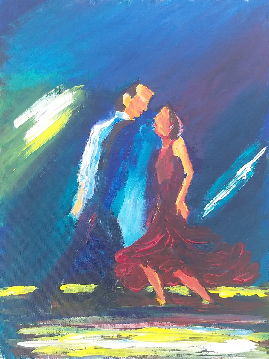 Dance me away, abstract couple, December gift by Geeta Yerra