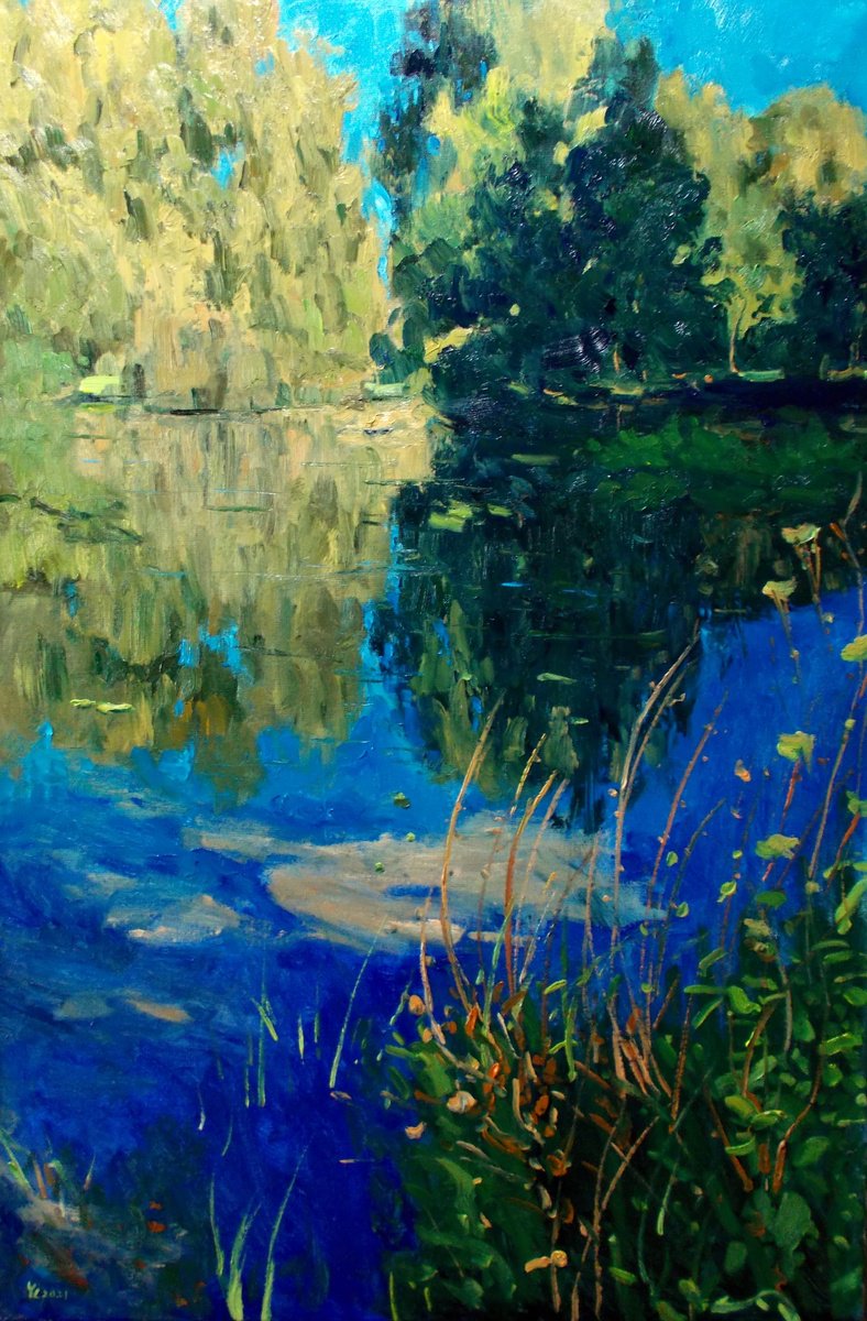 Impressionistic Landscape Oil Painting By Yuanyuan Liu, 24 X 35", Autumn Landscape, Original Artwork