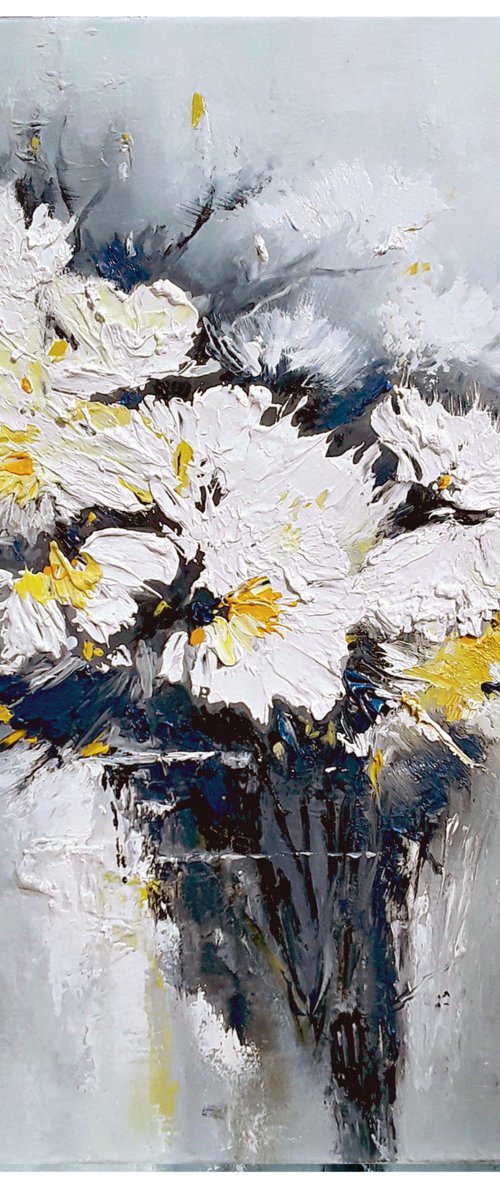 White flowers in a vase by Olena Topliss