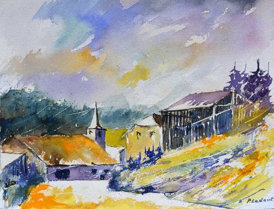 my peaceful village  watercolour