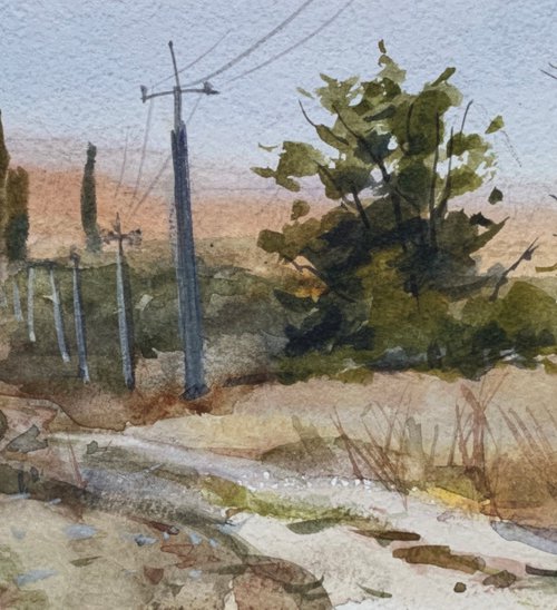 Road to the vineyard. Plain air artwork. Watercolour by Marina Trushnikova by Marina Trushnikova