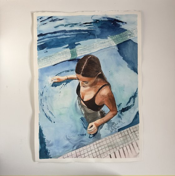 A girl in swimming pool