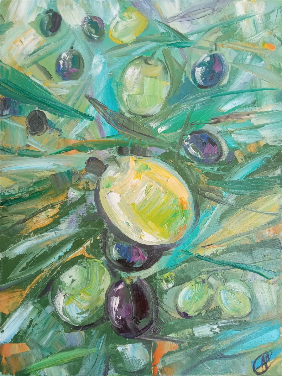 Olive Branch Painting by Alina Skorokhod