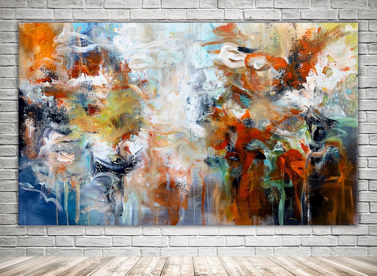 Abstract Acrylic Painting By Andrada Anghel, 60 X 36, The Enchanted Forest, Original Artwork