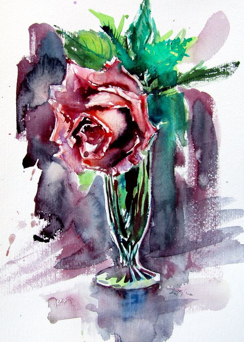 Still life with rose by Kovács Anna Brigitta