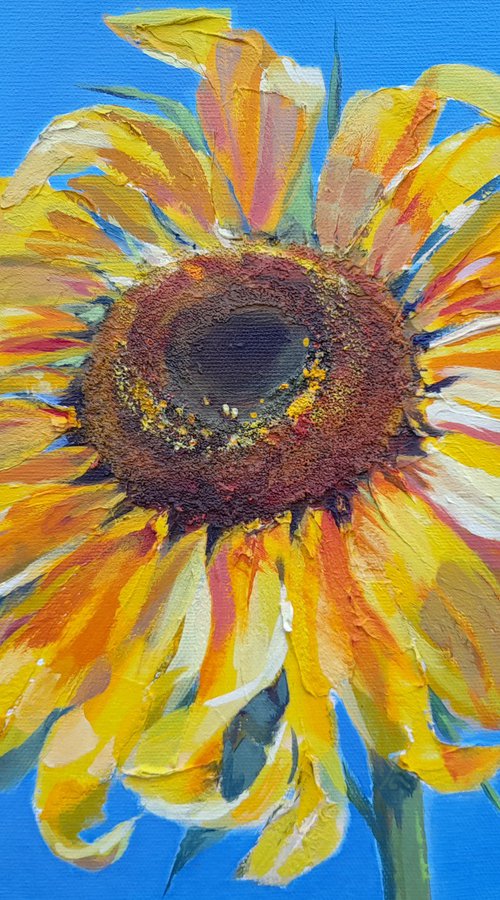 Sunflower, original acrylic painting on canvas by Anjana Cawdell