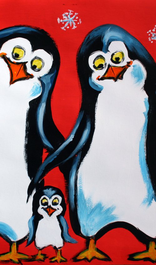 Penguins... /  ORIGINAL PAINTING by Salana Art Gallery