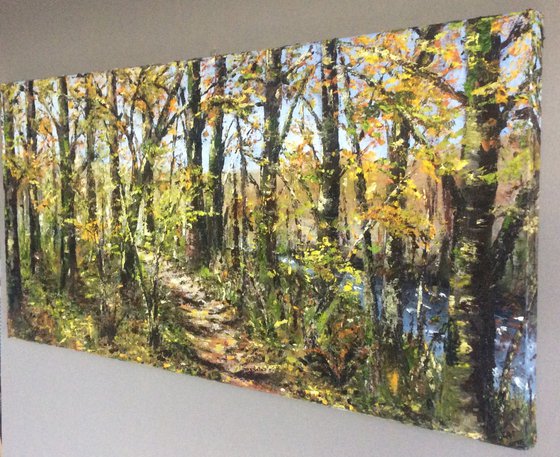 Dunsford Woods, Autumn (large ready to hang oil painting)