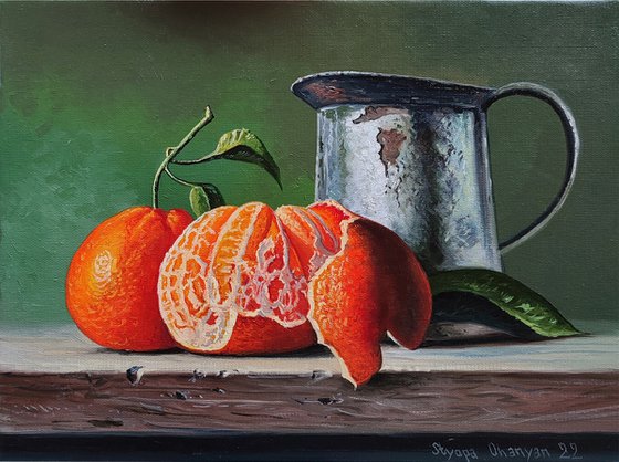 Still life - mandarin (40x30cm, oil painting, ready to hang)