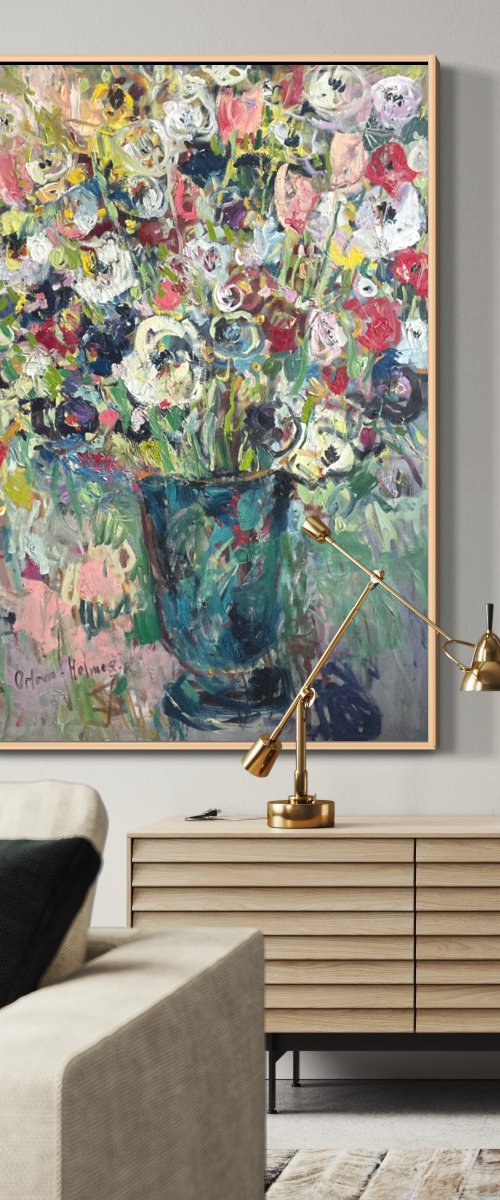 Vase of spring flowers by Lilia Orlova-Holmes