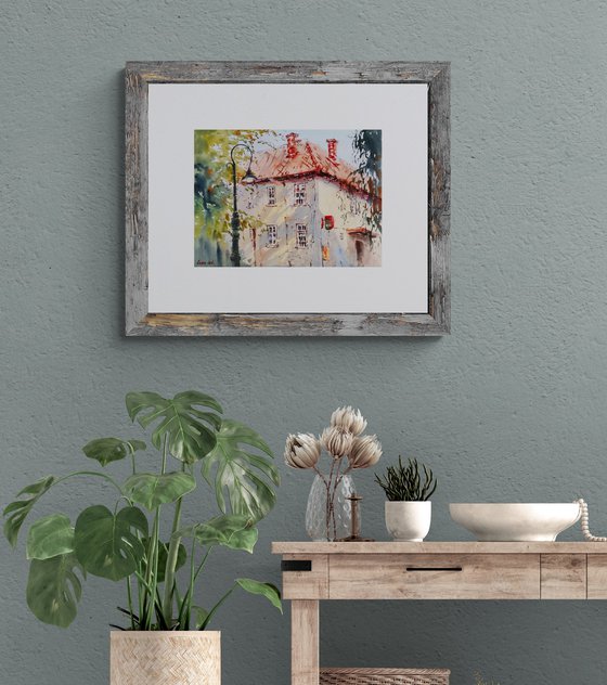 Hungarian post office (2019) | Original Hand-painted Art Small Artist | Mediterranean Europe Impressionistic