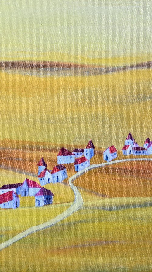 Village on Golden Fields by Aniko Hencz