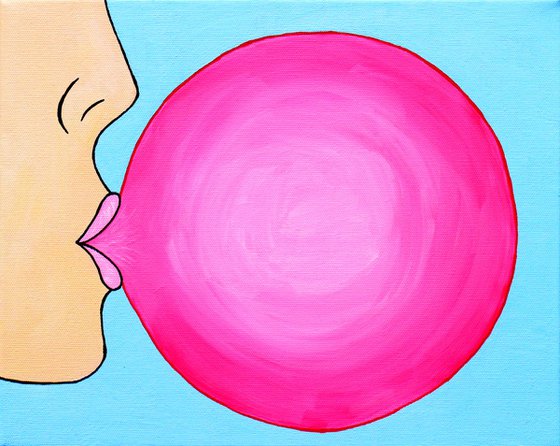 Pop! Large Bubble Gum Bubble Pop Art Painting On Canvas