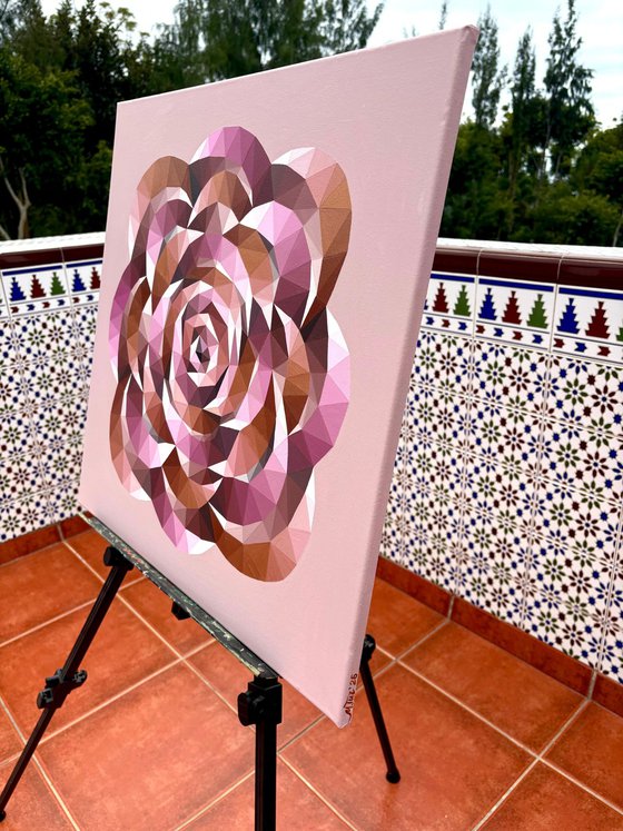 GOLD AND PINK CRYSTAL ROSE