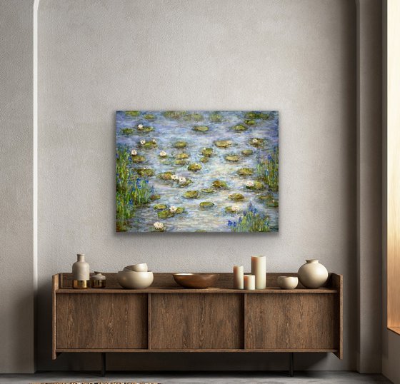 Lilies on a pond