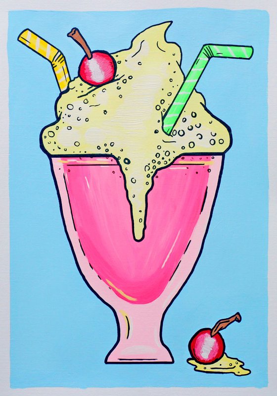 Milkshake Pop Art Painting On A4 Paper