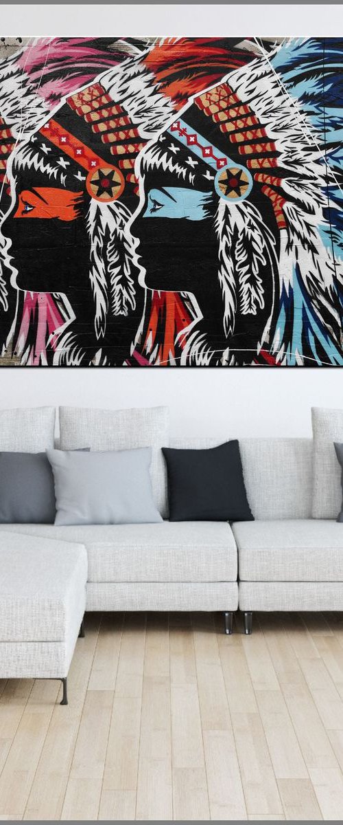 Triplex #Huge 190cm x 100cm Concrete Urban Pop Art Headdress by Franko
