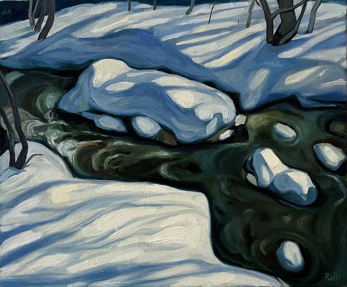 Expressive Landscape Oil Painting By Raffi Ghazaryan, 24 X 20", - Winter Landscape - ?, Original Artwork