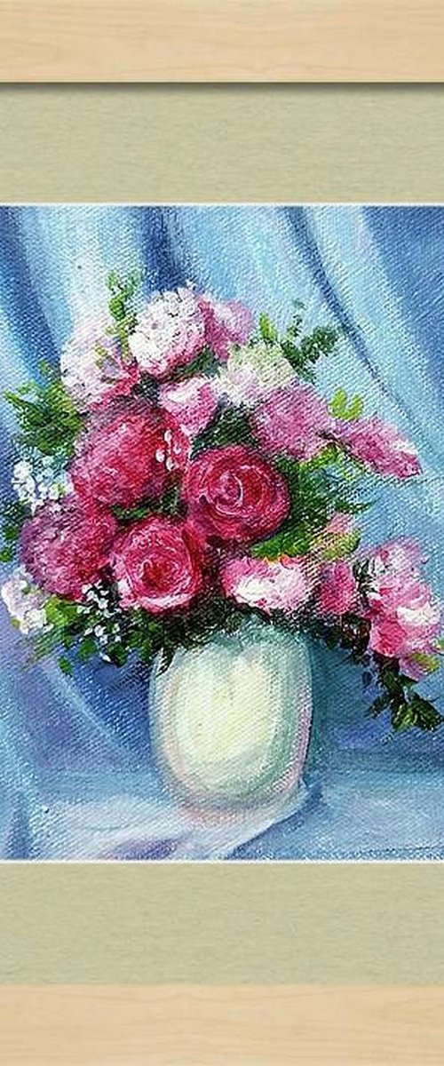 Vase of Pink flowers by Asha Shenoy
