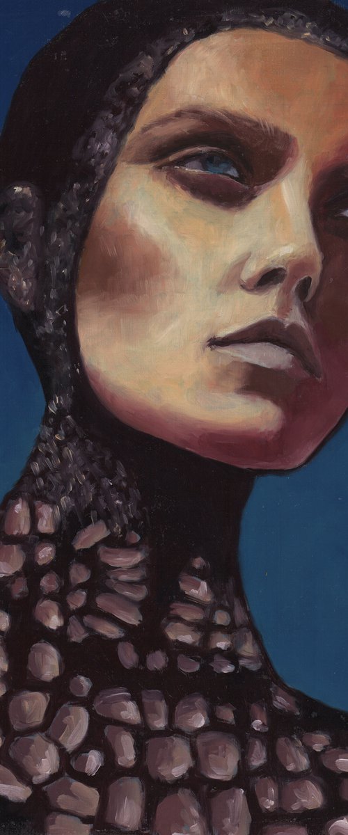 Highfashion model in powerful colors female in oil paint by Renske Karlien Hercules
