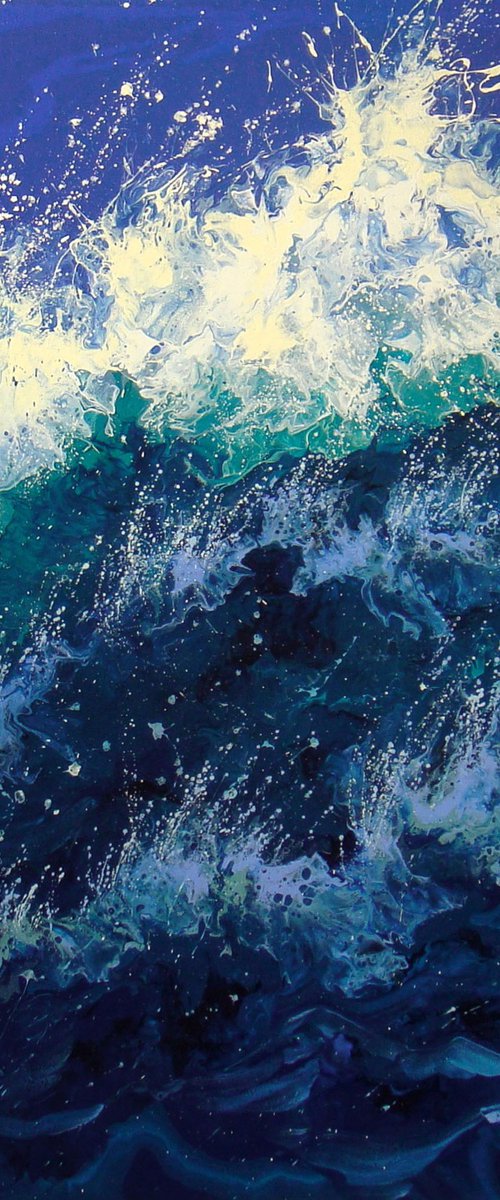 47.2” Seascape “Wave” LARGE Original Painting by Irini Karpikioti