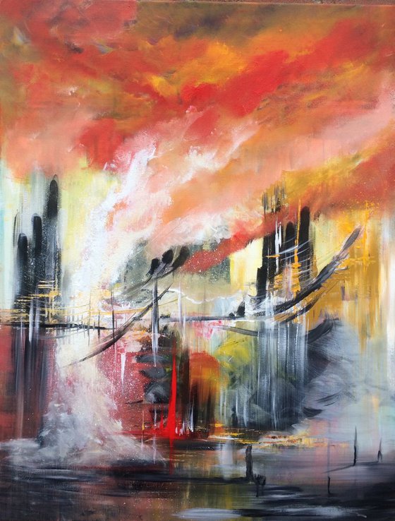 "Fantasyland ...." ,  Large Abstract Acrylic Painting - 28x36inches