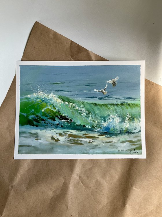 Sea and Seagulls Oil Painting Original